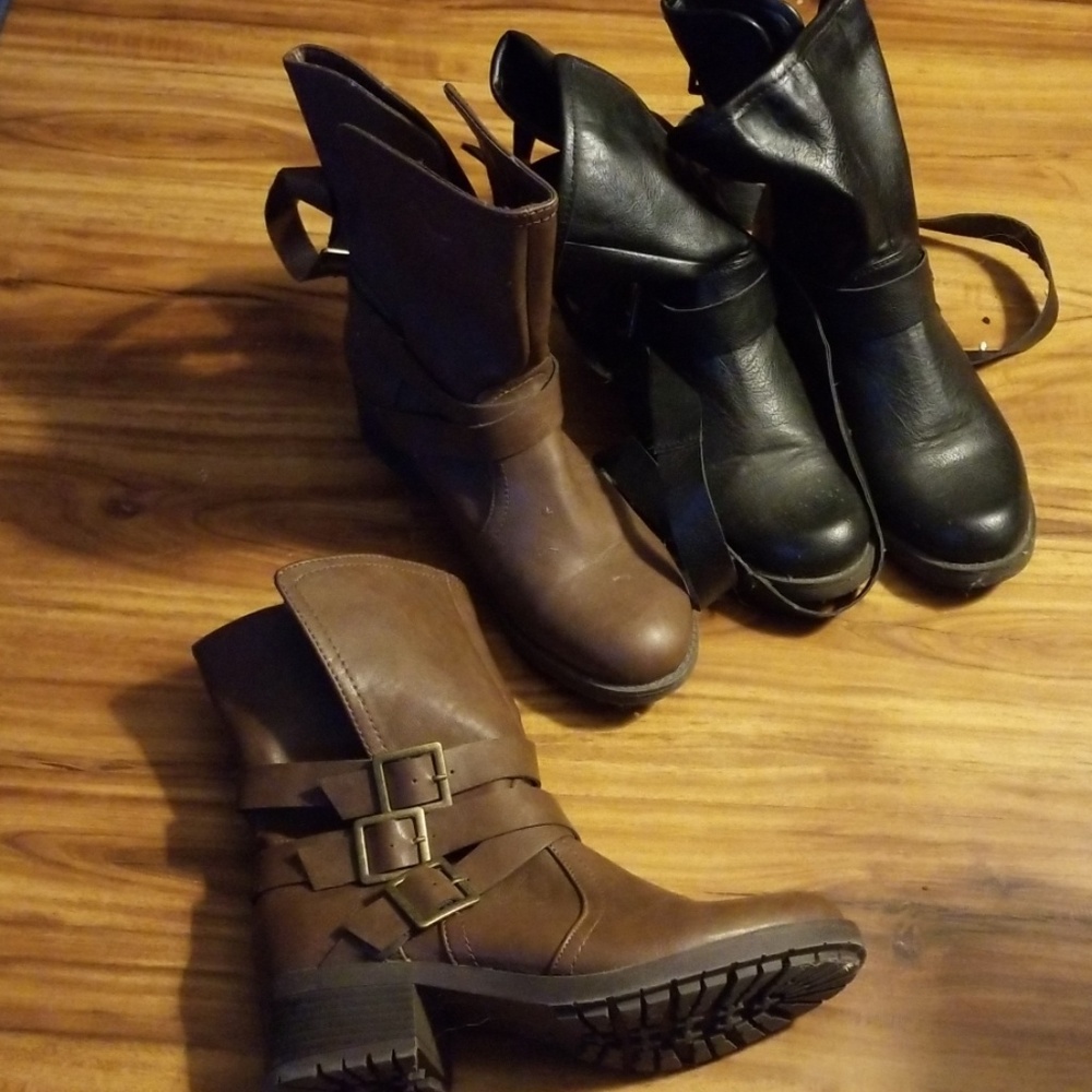 Two pairs of size 10 mid calf boots